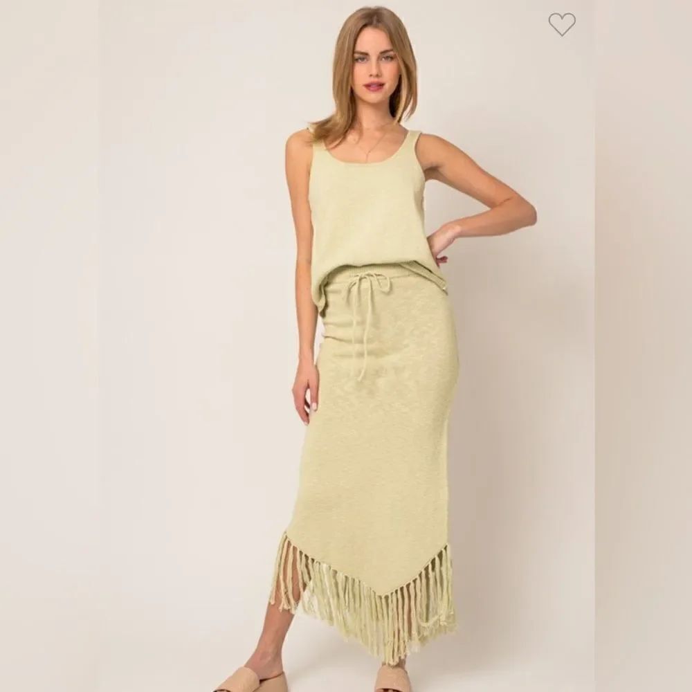 075 SAGE FRINGE SHIRT SET